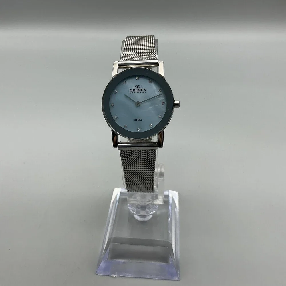 Grenen Womens Watch 27mm MOP Dial Stainless Mesh Band M225SSI New Battery